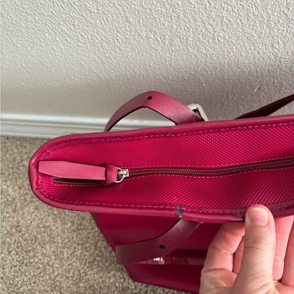 Longchamp Magenta Red Top Handle Tote Purse - Picture 4 of 10
